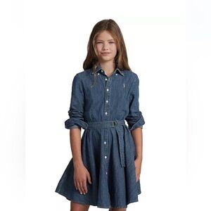 Ralph Lauren Girls Belted Denim Cotton Shirtdress